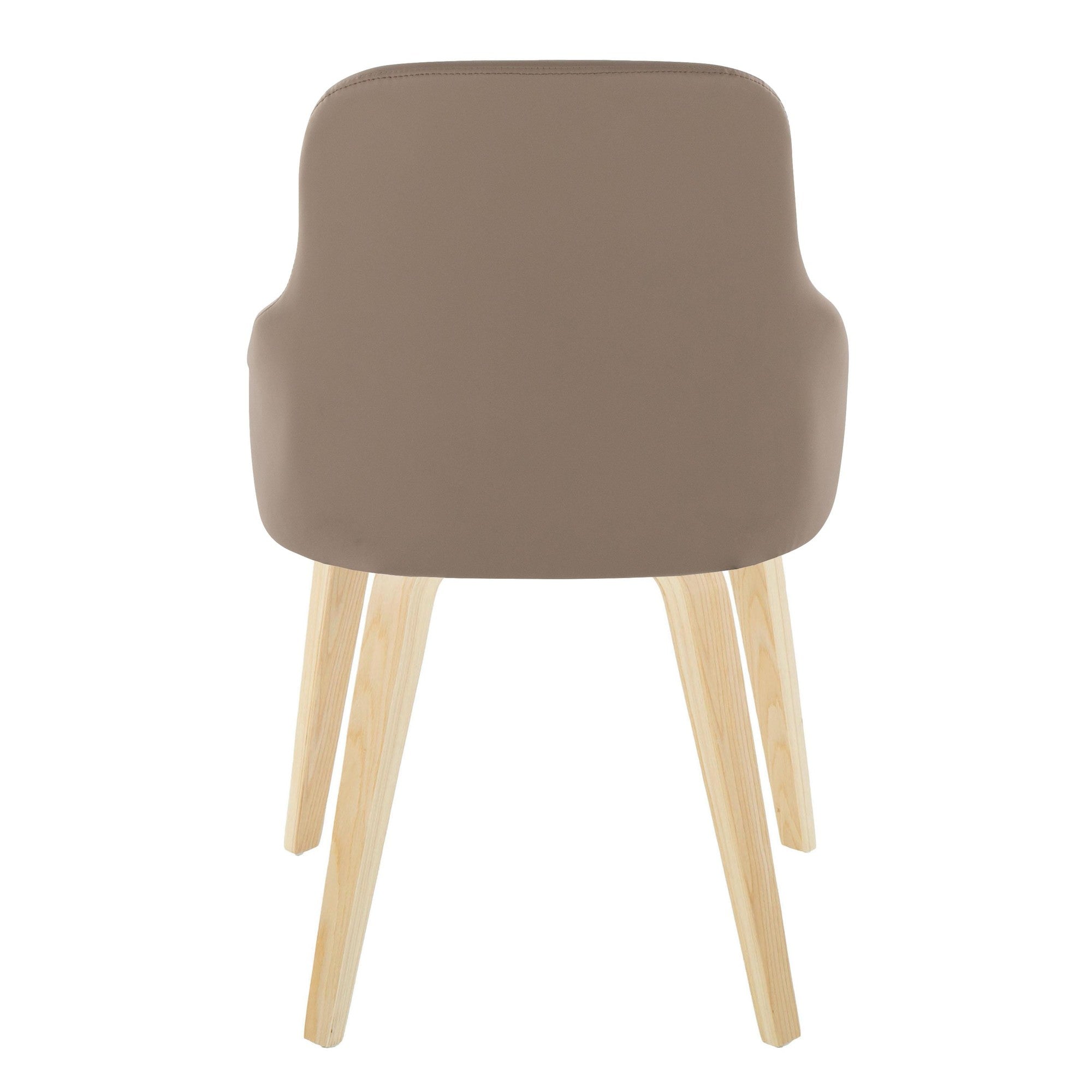 York Upholstered Chair - Set of 2 - Natural Wood, Brown PU