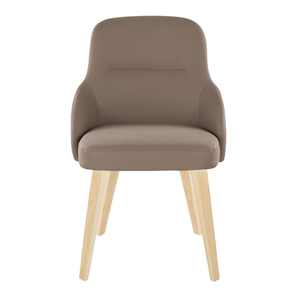York Upholstered Chair - Set of 2 - Natural Wood, Brown PU