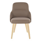 York Upholstered Chair - Set of 2 - Natural Wood, Brown PU
