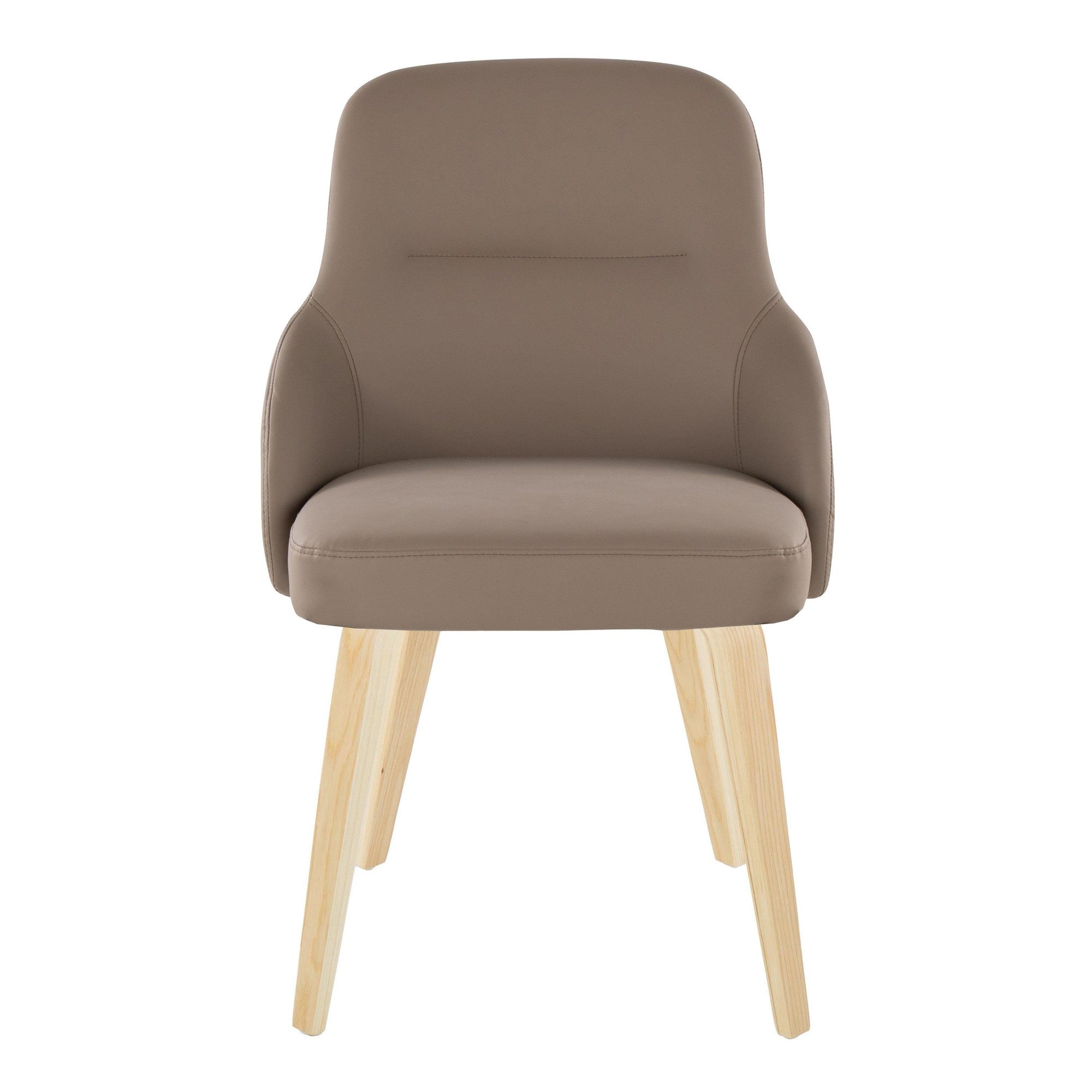 York Upholstered Chair - Set of 2 - Natural Wood, Brown PU