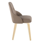 York Upholstered Chair - Set of 2 - Natural Wood, Brown PU