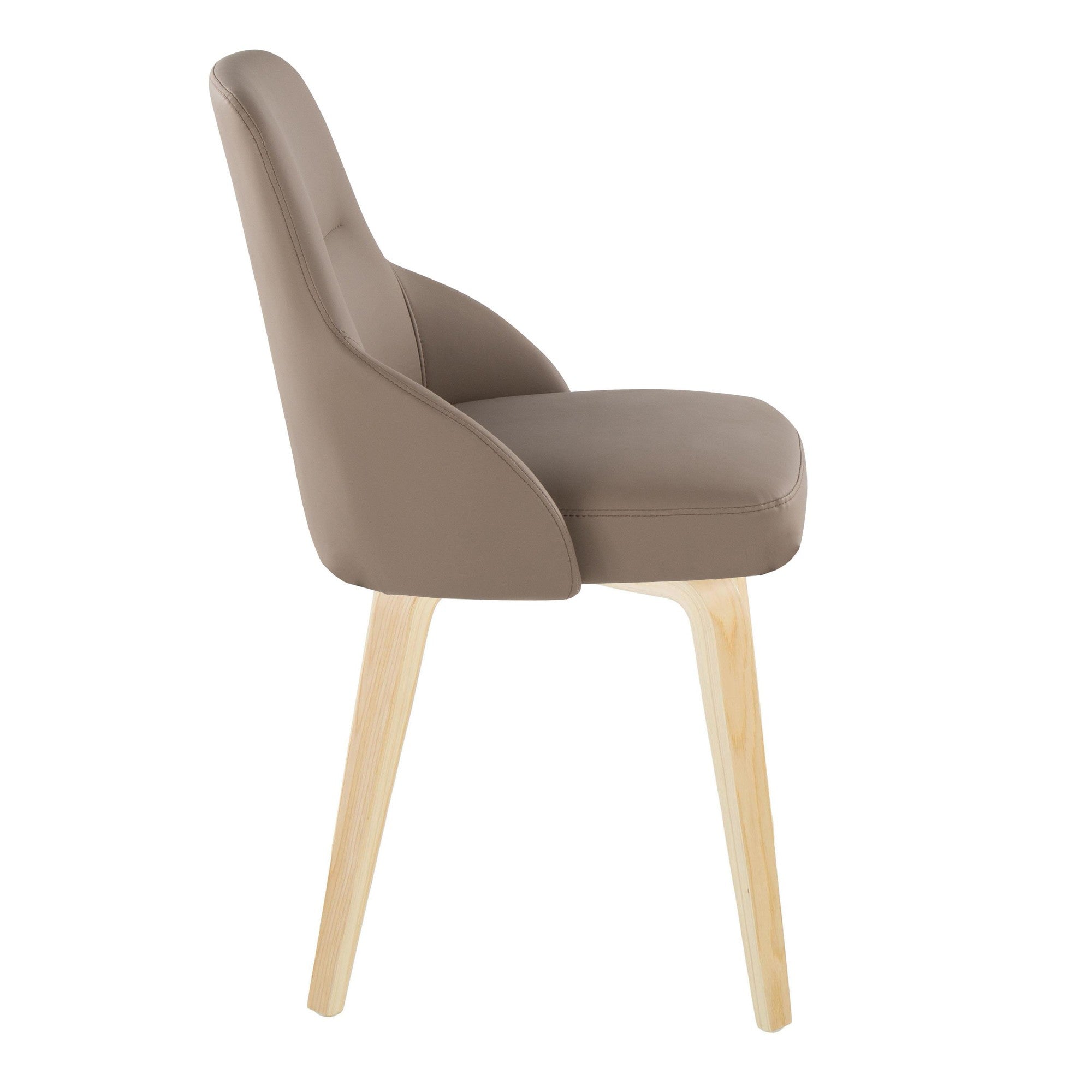 York Upholstered Chair - Set of 2 - Natural Wood, Brown PU
