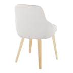 York Upholstered Chair - Set of 2 - Natural Wood, White PU