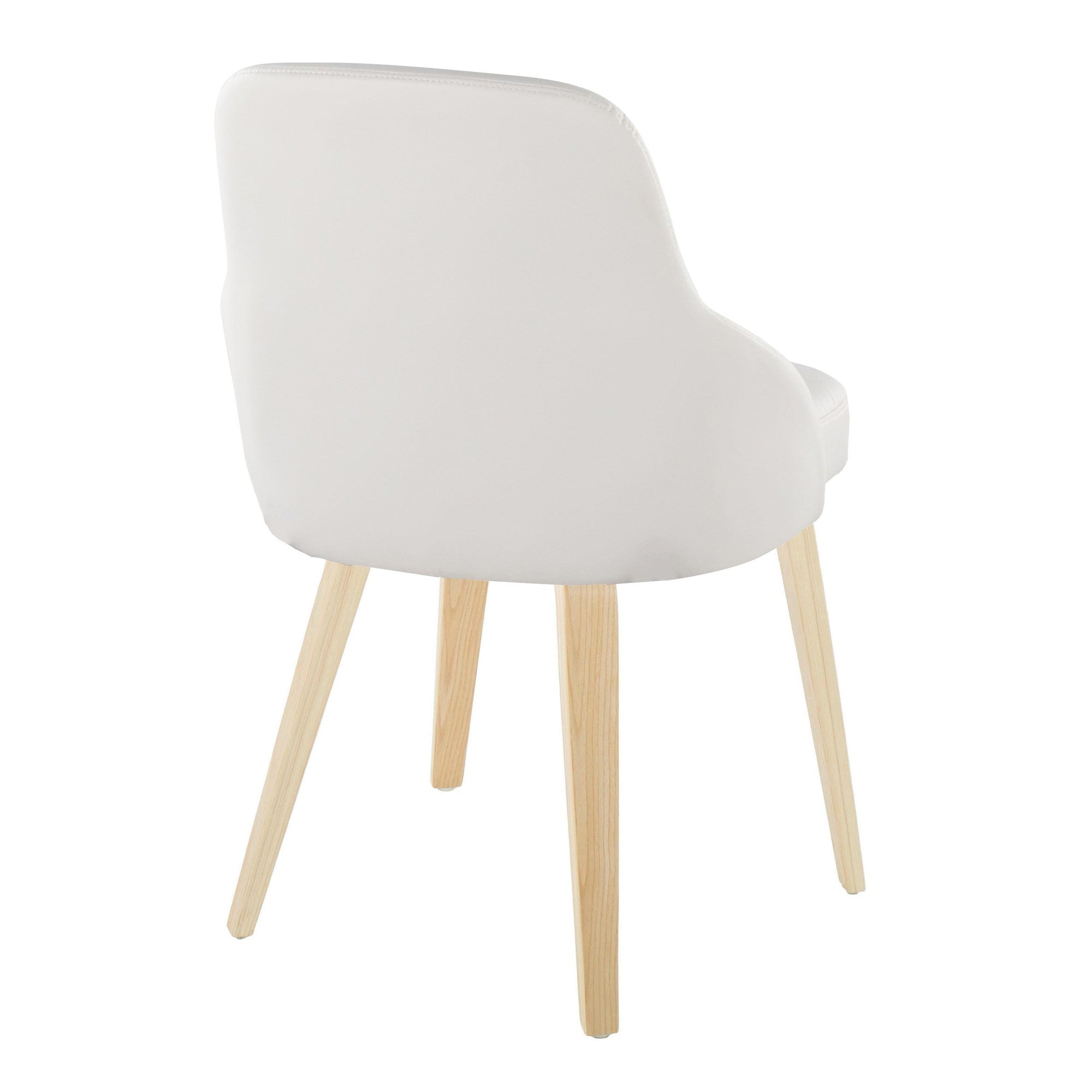 York Upholstered Chair - Set of 2 - Natural Wood, White PU
