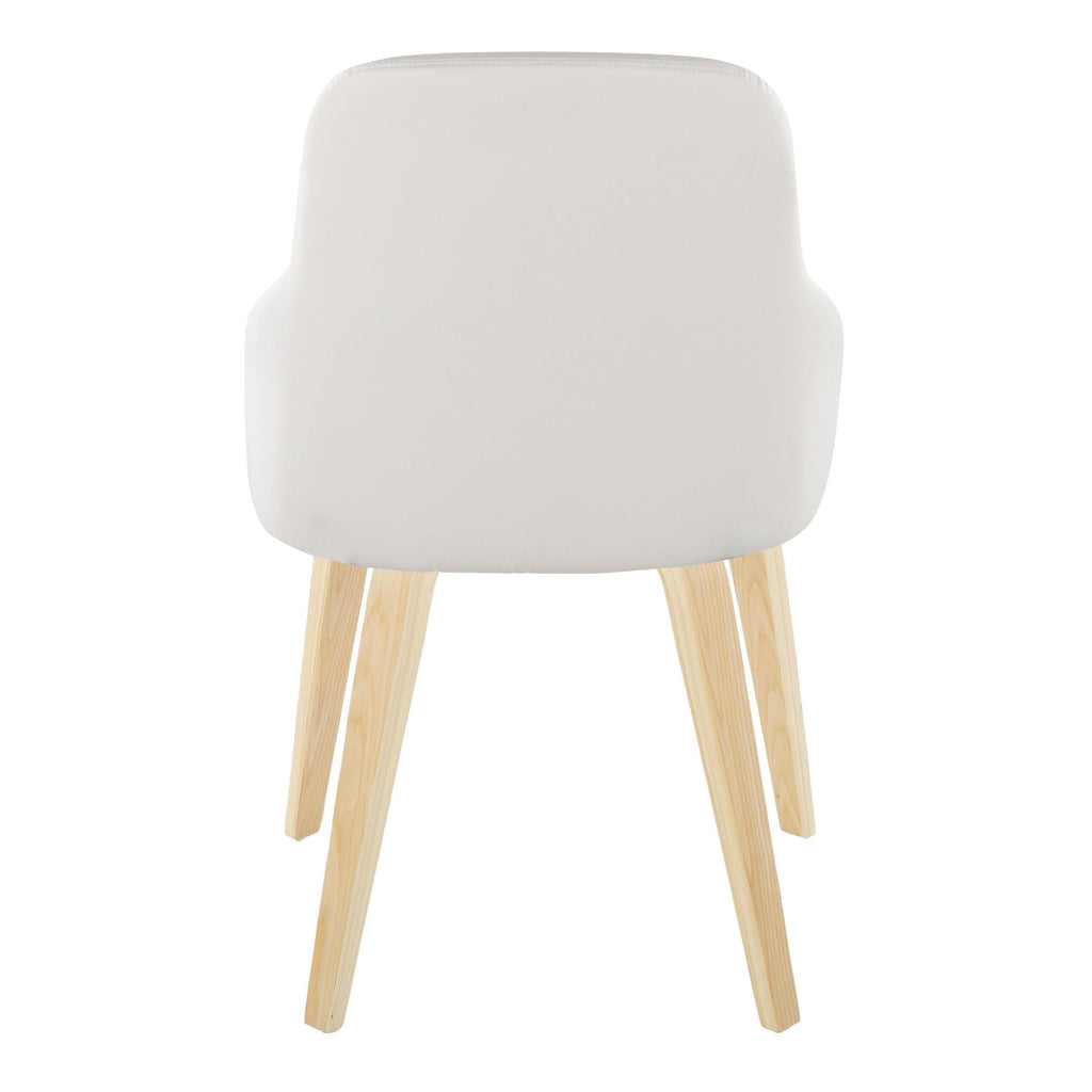 York Upholstered Chair - Set of 2 - Natural Wood, White PU