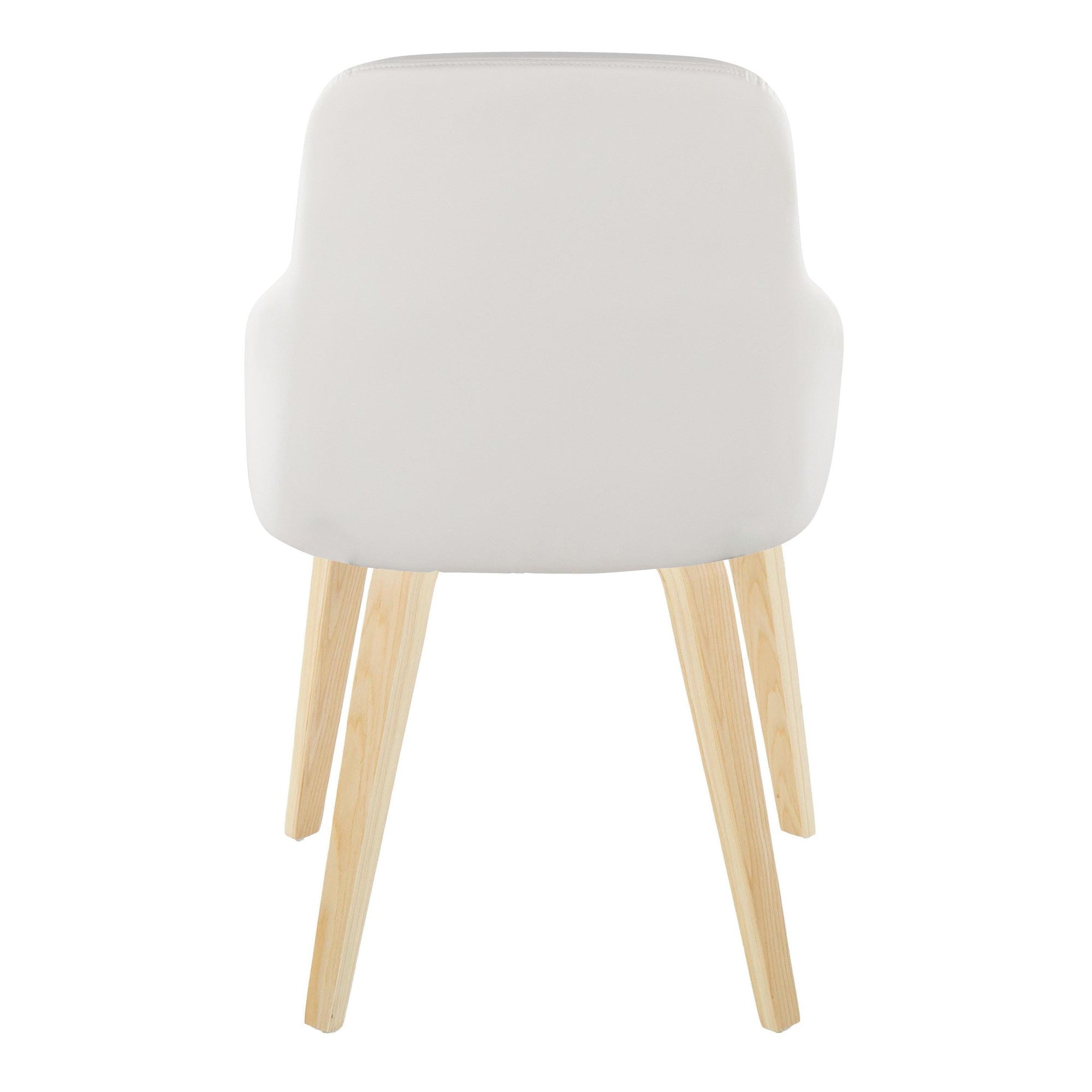 York Upholstered Chair - Set of 2 - Natural Wood, White PU