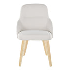 York Upholstered Chair - Set of 2 - Natural Wood, White PU