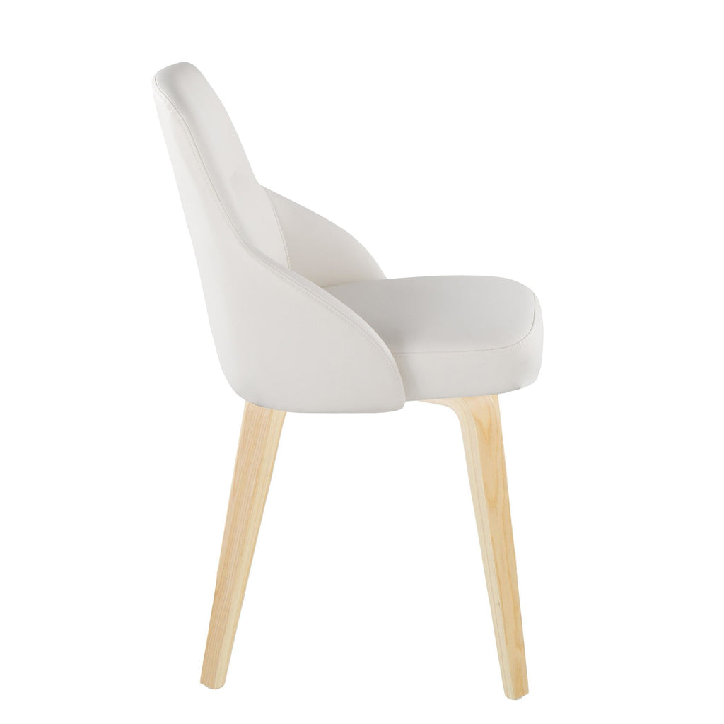 York Upholstered Chair - Set of 2 - Natural Wood, White PU