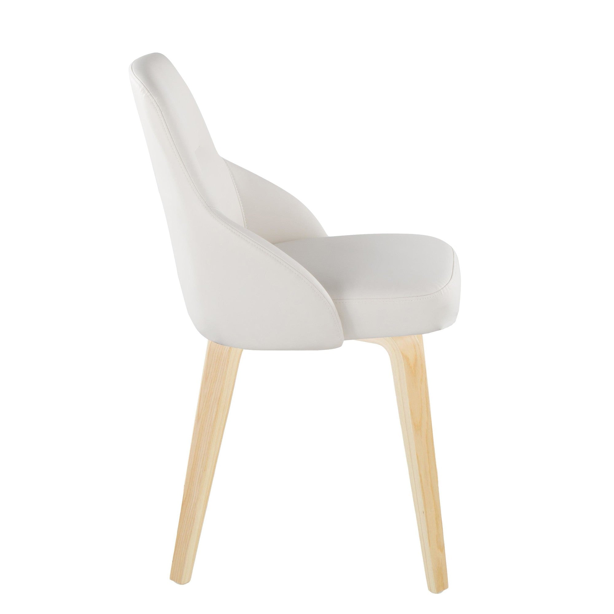 York Upholstered Chair - Set of 2 - Natural Wood, White PU