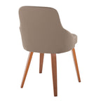 York Upholstered Chair - Set of 2 - Walnut Wood, Brown PU
