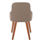 York Upholstered Chair - Set of 2 - Walnut Wood, Brown PU