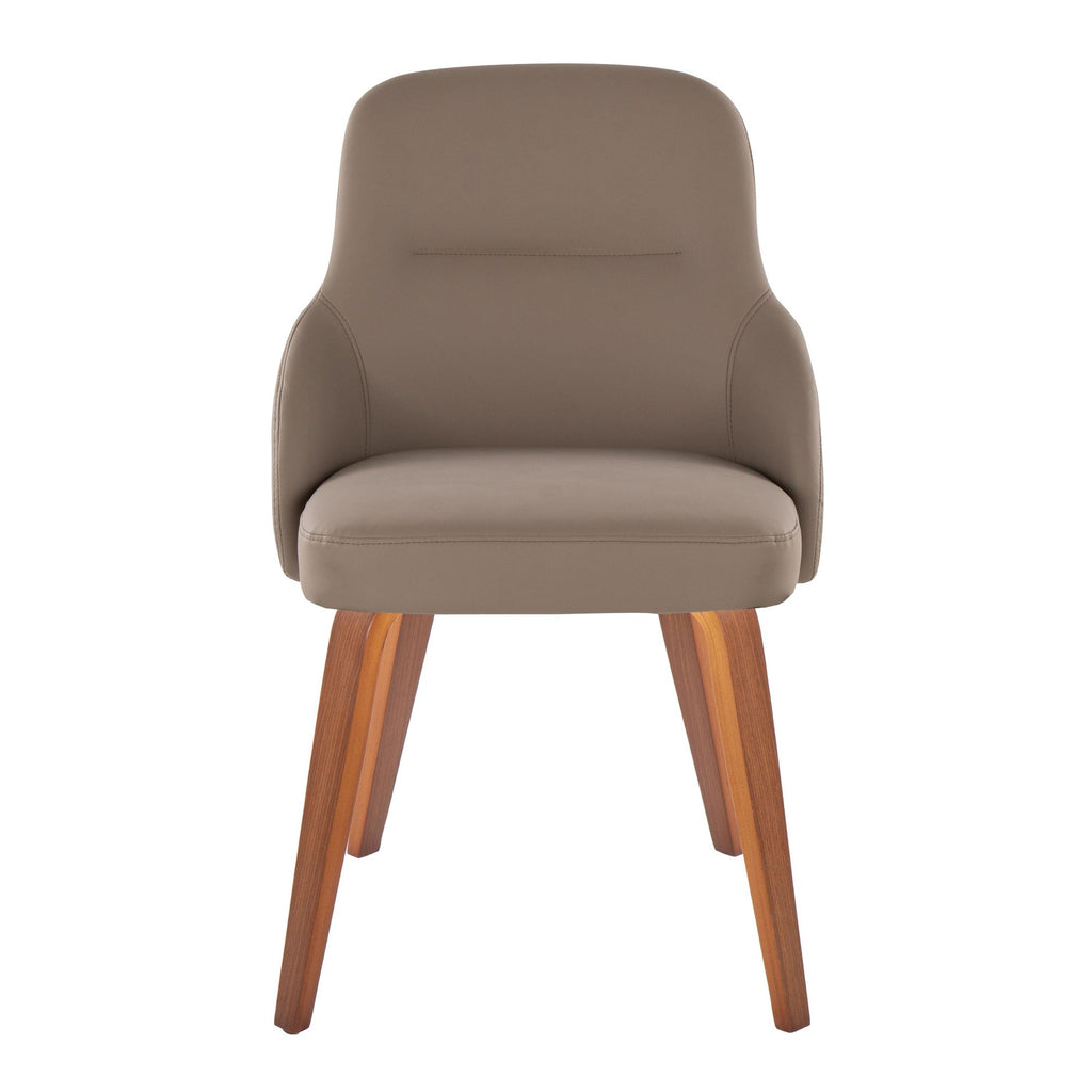 York Upholstered Chair - Set of 2 - Walnut Wood, Brown PU