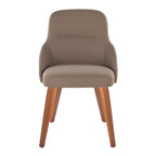 York Upholstered Chair - Set of 2 - Walnut Wood, Brown PU
