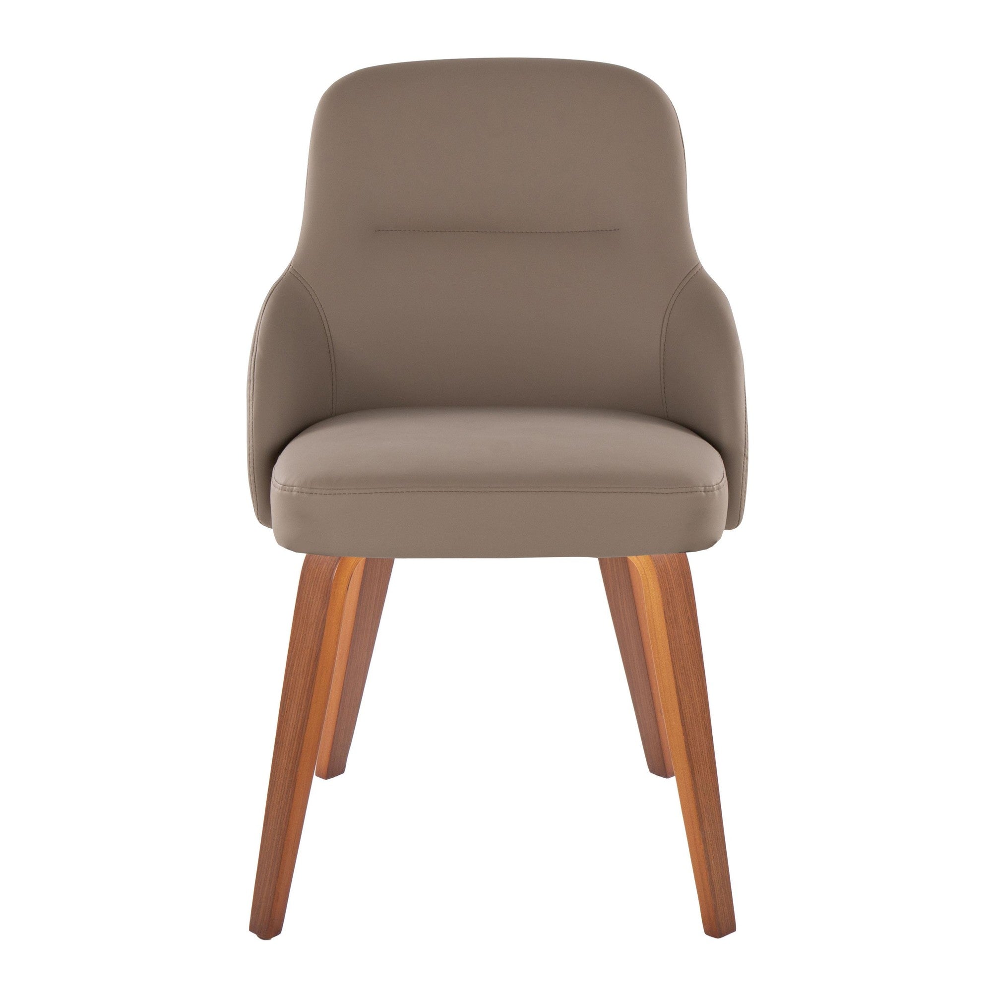 York Upholstered Chair - Set of 2 - Walnut Wood, Brown PU