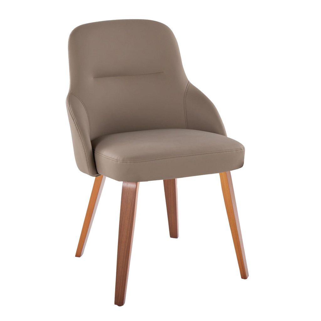 York Upholstered Chair - Set of 2 - Walnut Wood, Brown PU
