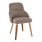 York Upholstered Chair - Set of 2 - Walnut Wood, Brown PU