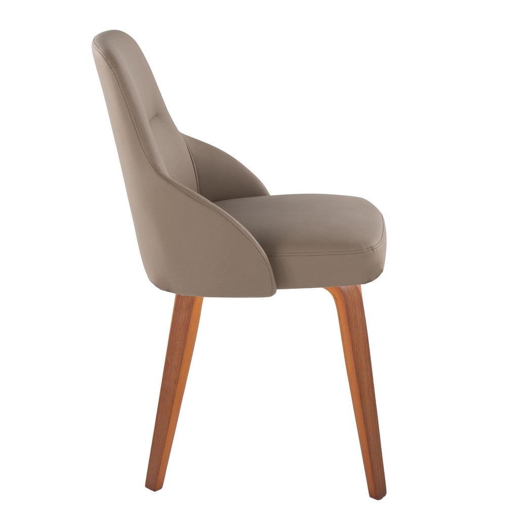 York Upholstered Chair - Set of 2 - Walnut Wood, Brown PU