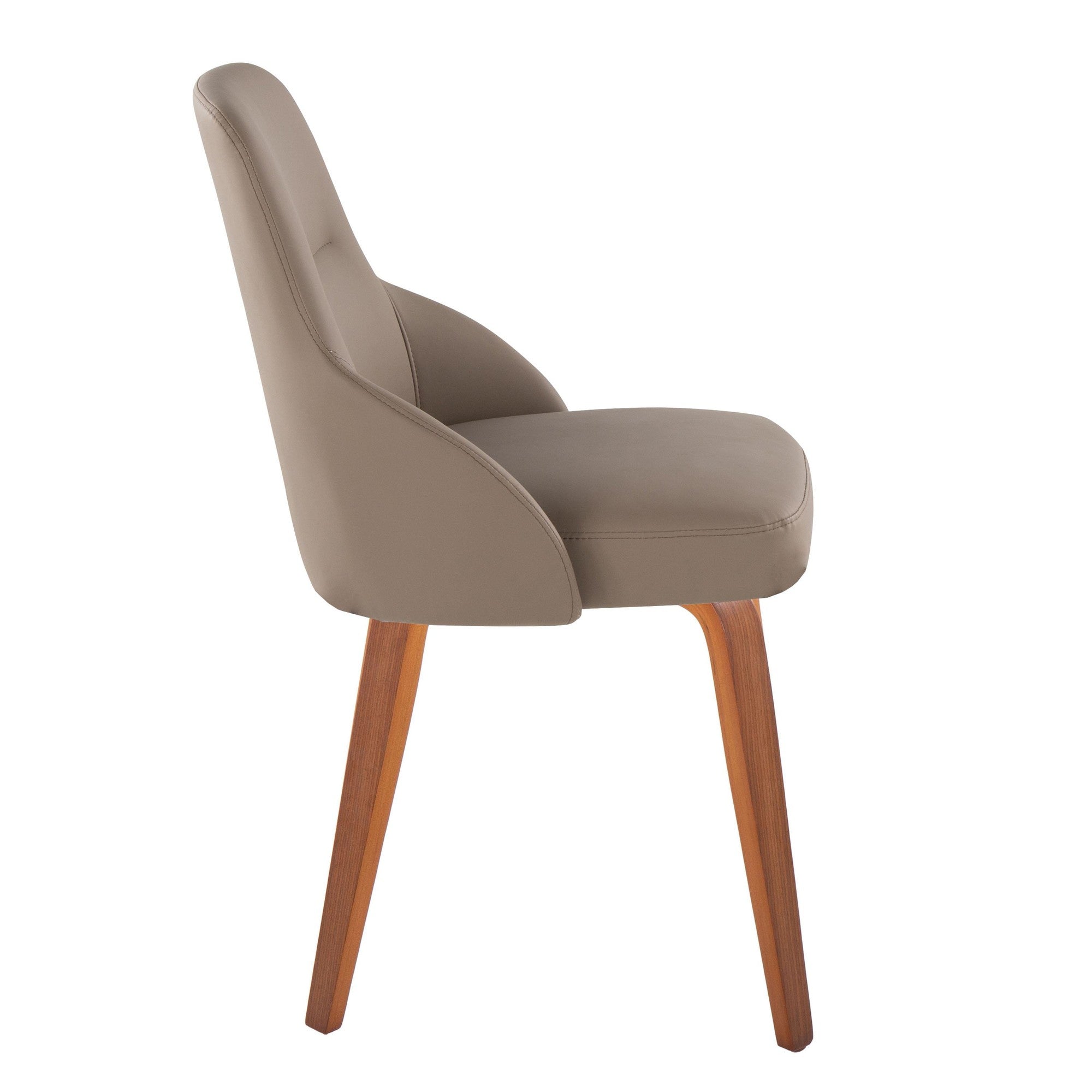 York Upholstered Chair - Set of 2 - Walnut Wood, Brown PU
