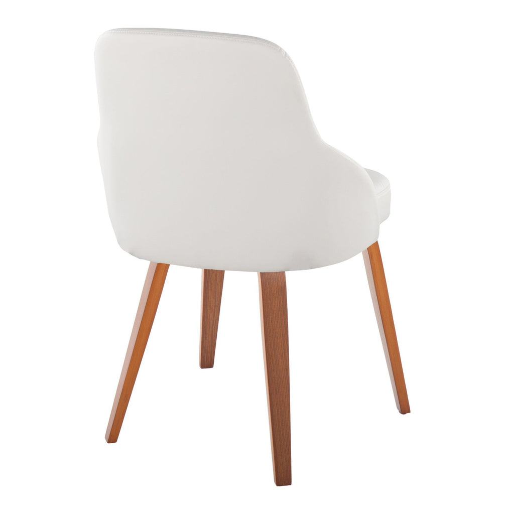 York Upholstered Chair - Set of 2 - Walnut Wood, White PU
