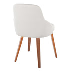 York Upholstered Chair - Set of 2 - Walnut Wood, White PU