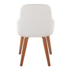 York Upholstered Chair - Set of 2 - Walnut Wood, White PU
