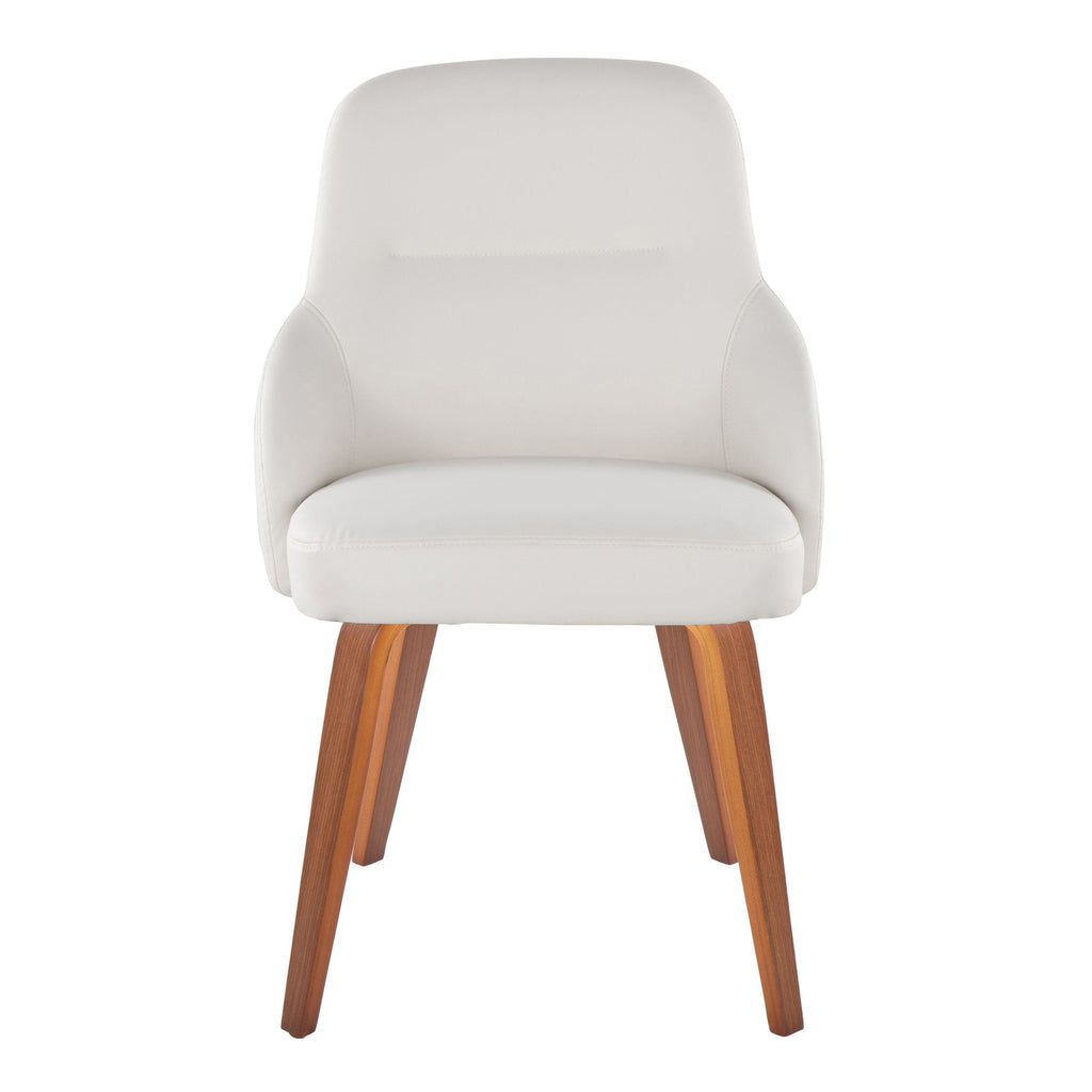 York Upholstered Chair - Set of 2 - Walnut Wood, White PU