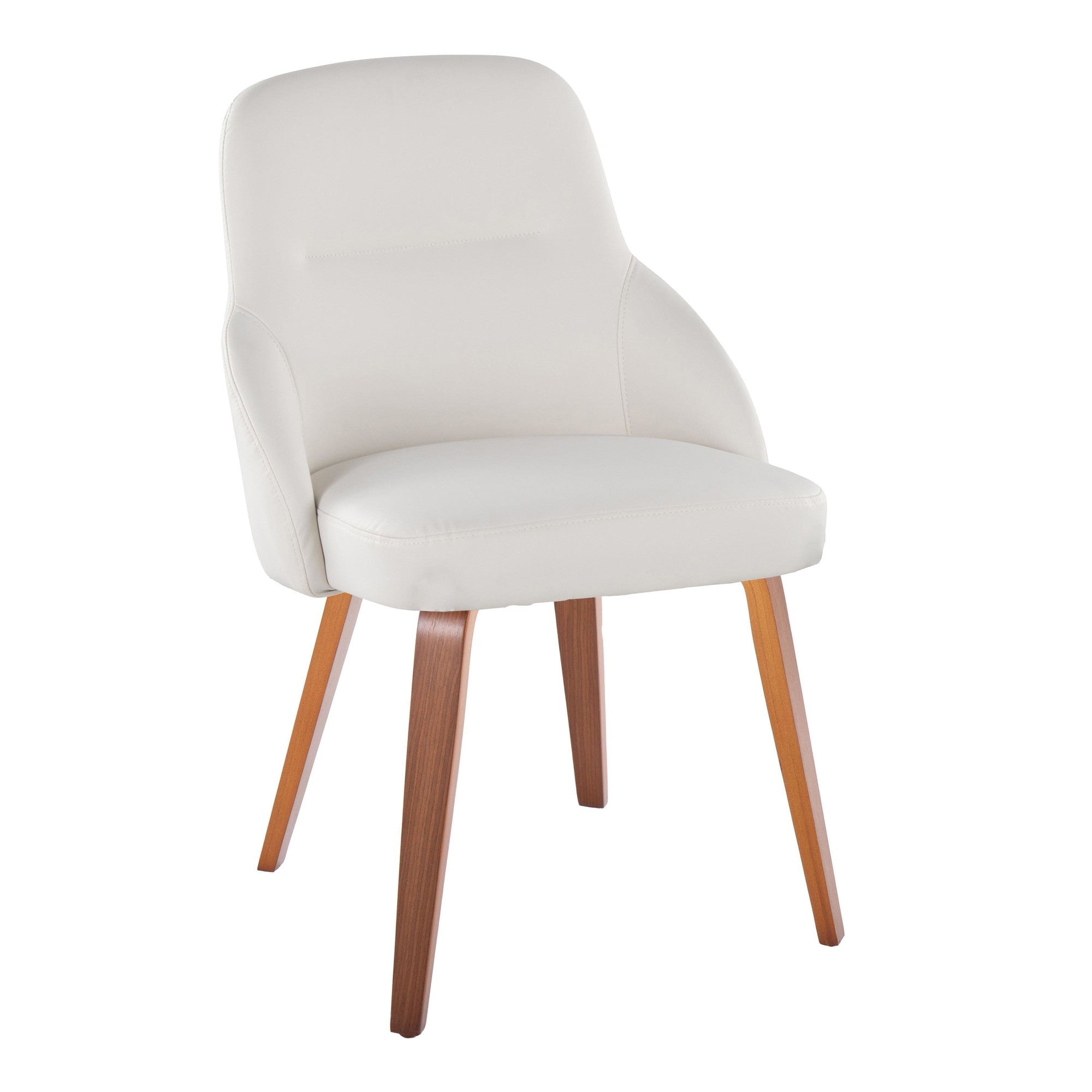 York Upholstered Chair - Set of 2 - Walnut Wood, White PU