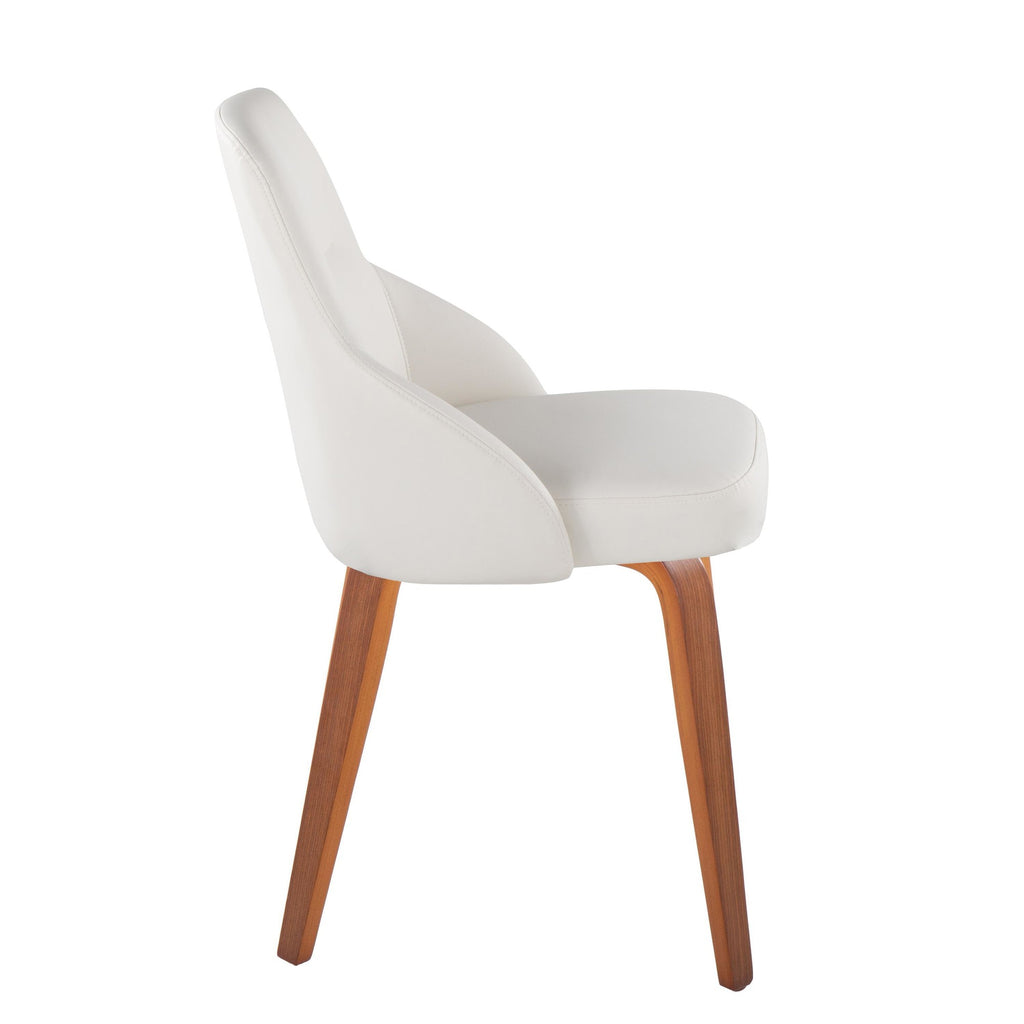 York Upholstered Chair - Set of 2 - Walnut Wood, White PU