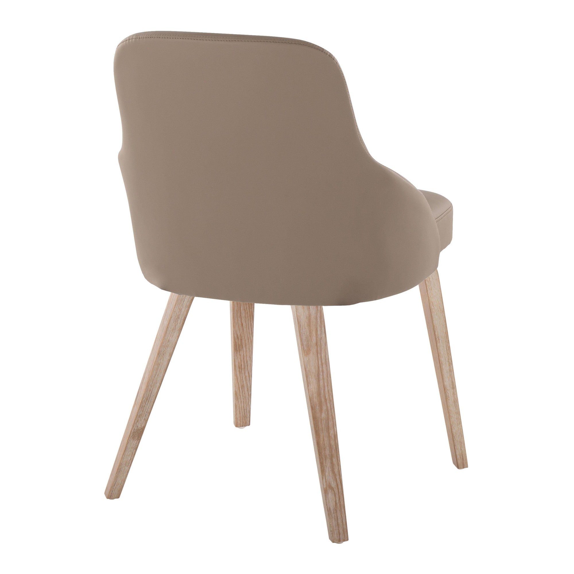 York Upholstered Chair - Set of 2 - Whitewashed Wood, Brown PU