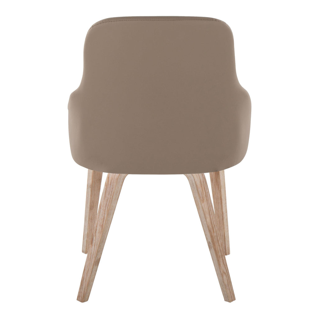 York Upholstered Chair - Set of 2 - Whitewashed Wood, Brown PU