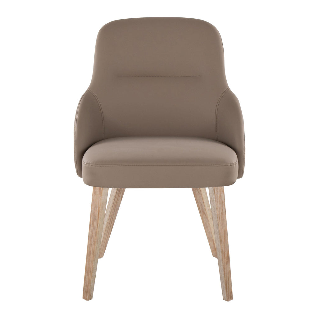 York Upholstered Chair - Set of 2 - Whitewashed Wood, Brown PU