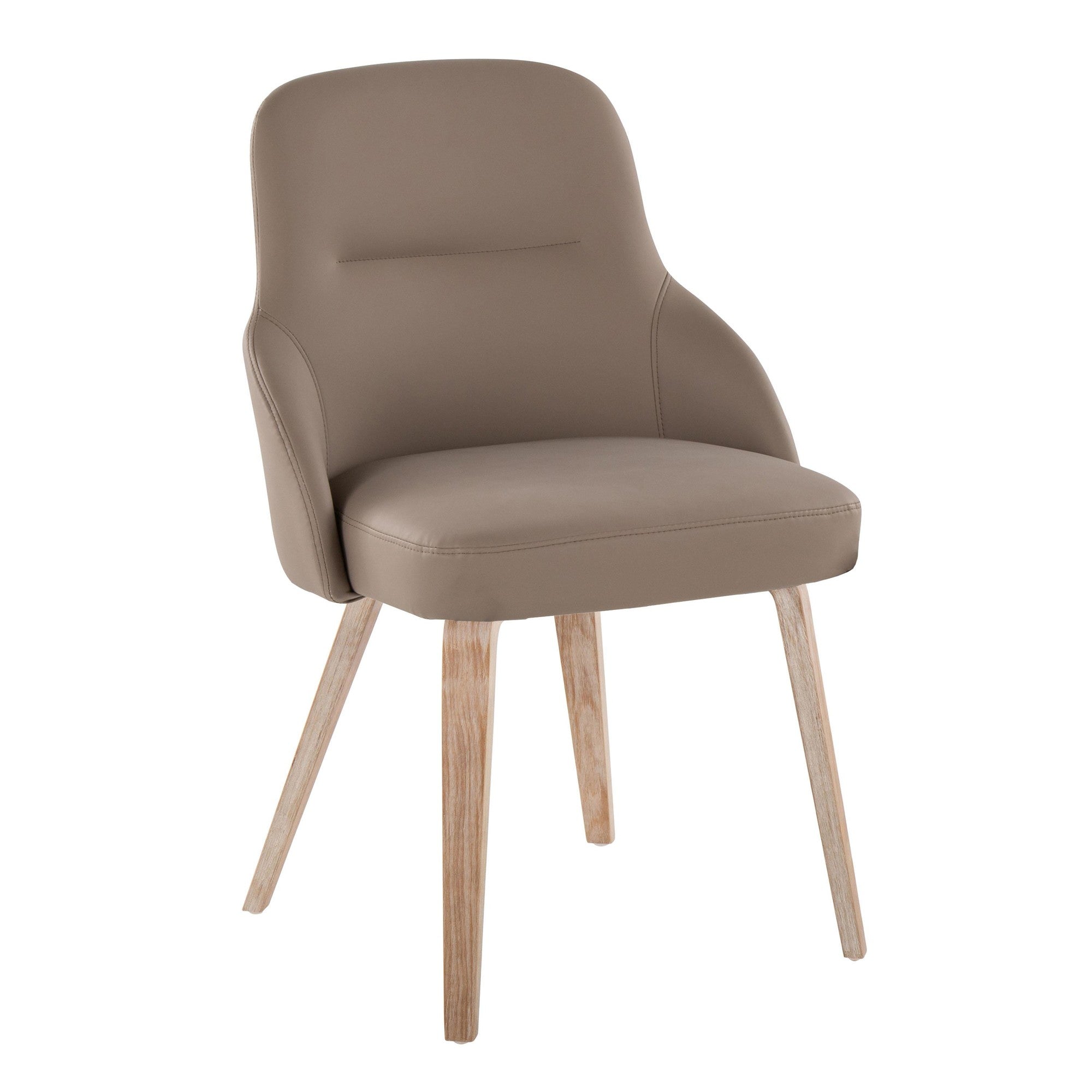 York Upholstered Chair - Set of 2 - Whitewashed Wood, Brown PU