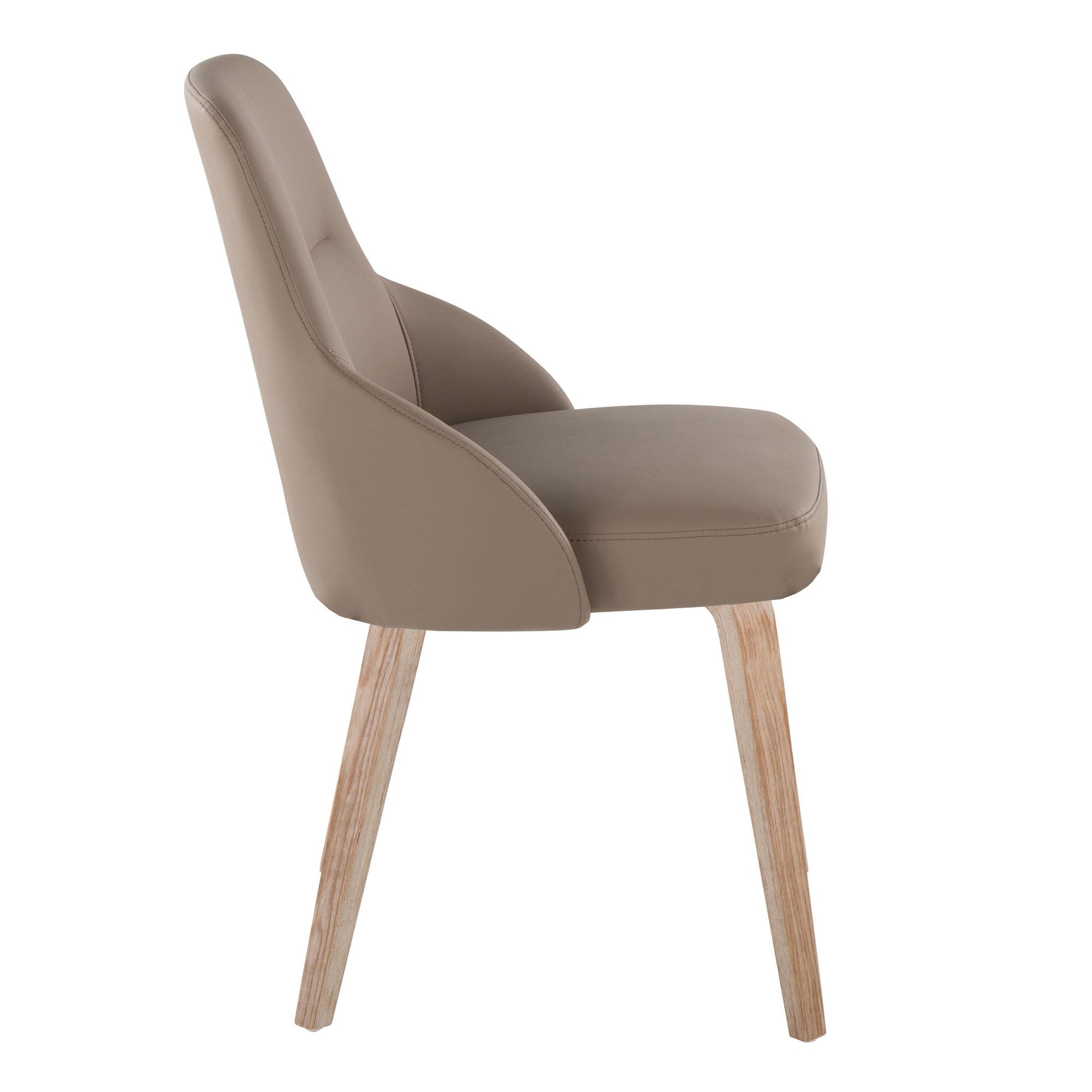 York Upholstered Chair - Set of 2 - Whitewashed Wood, Brown PU