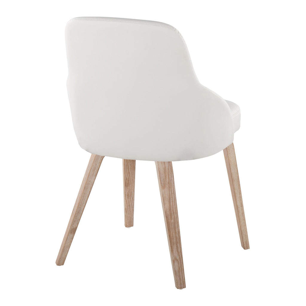 York Upholstered Chair - Set of 2 - Whitewashed Wood, White PU