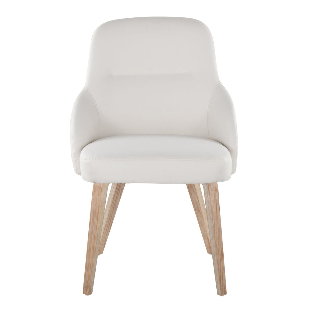 York Upholstered Chair - Set of 2 - Whitewashed Wood, White PU