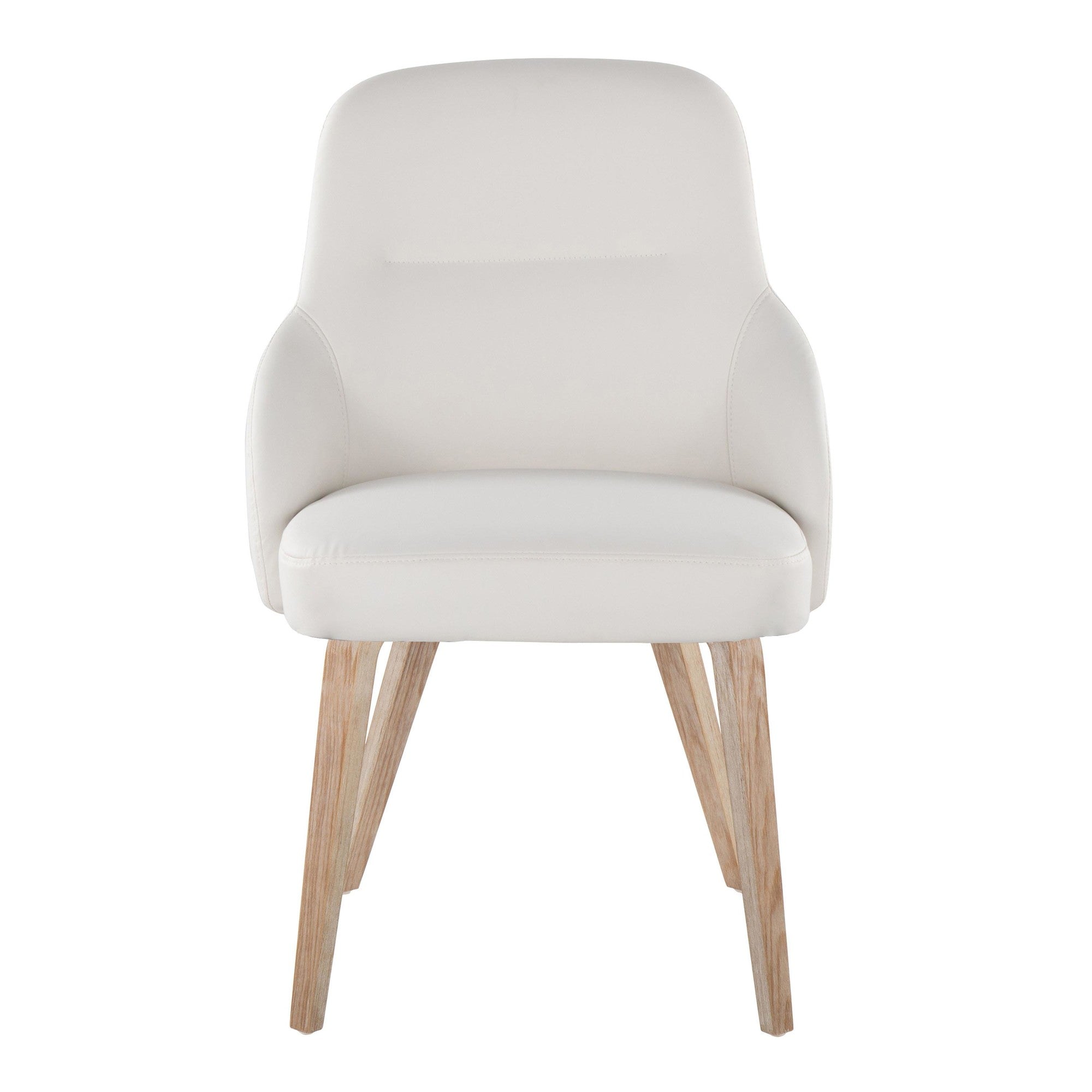 York Upholstered Chair - Set of 2 - Whitewashed Wood, White PU