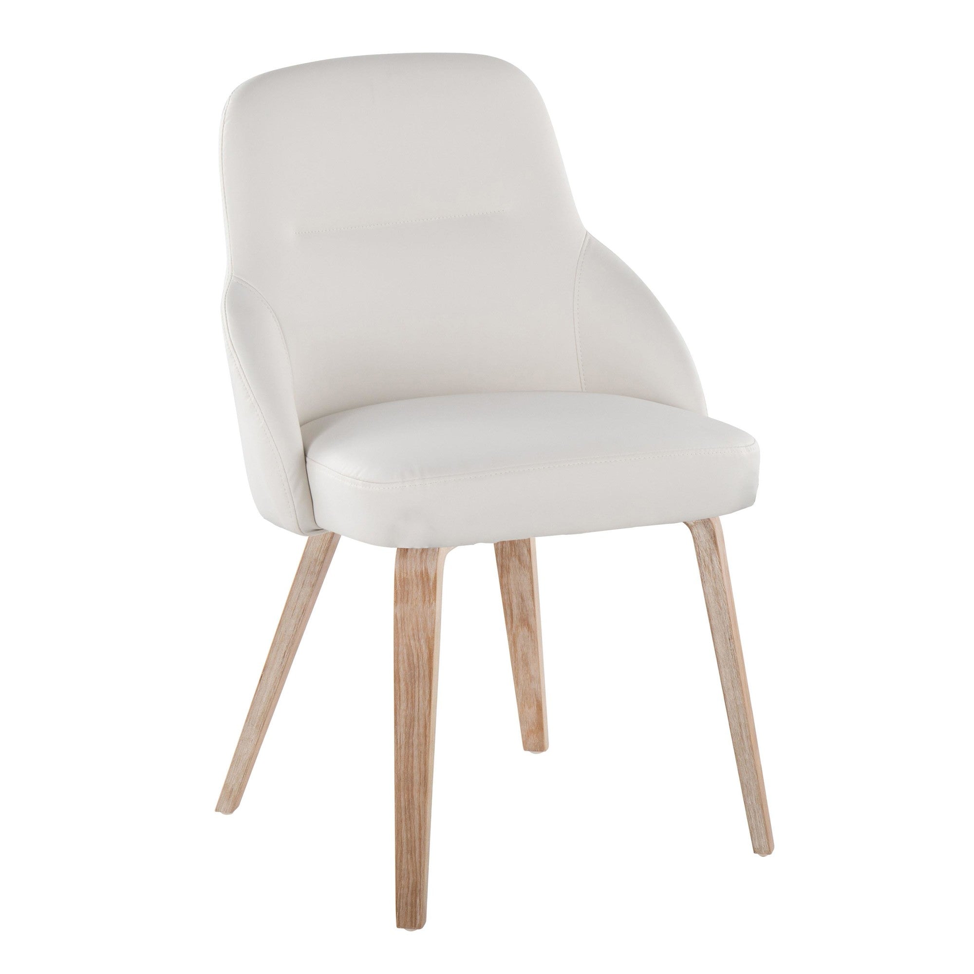 York Upholstered Chair - Set of 2 - Whitewashed Wood, White PU