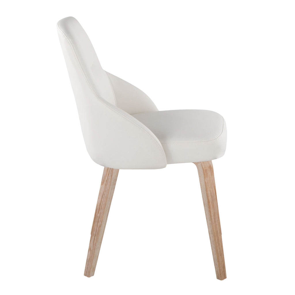 York Upholstered Chair - Set of 2 - Whitewashed Wood, White PU