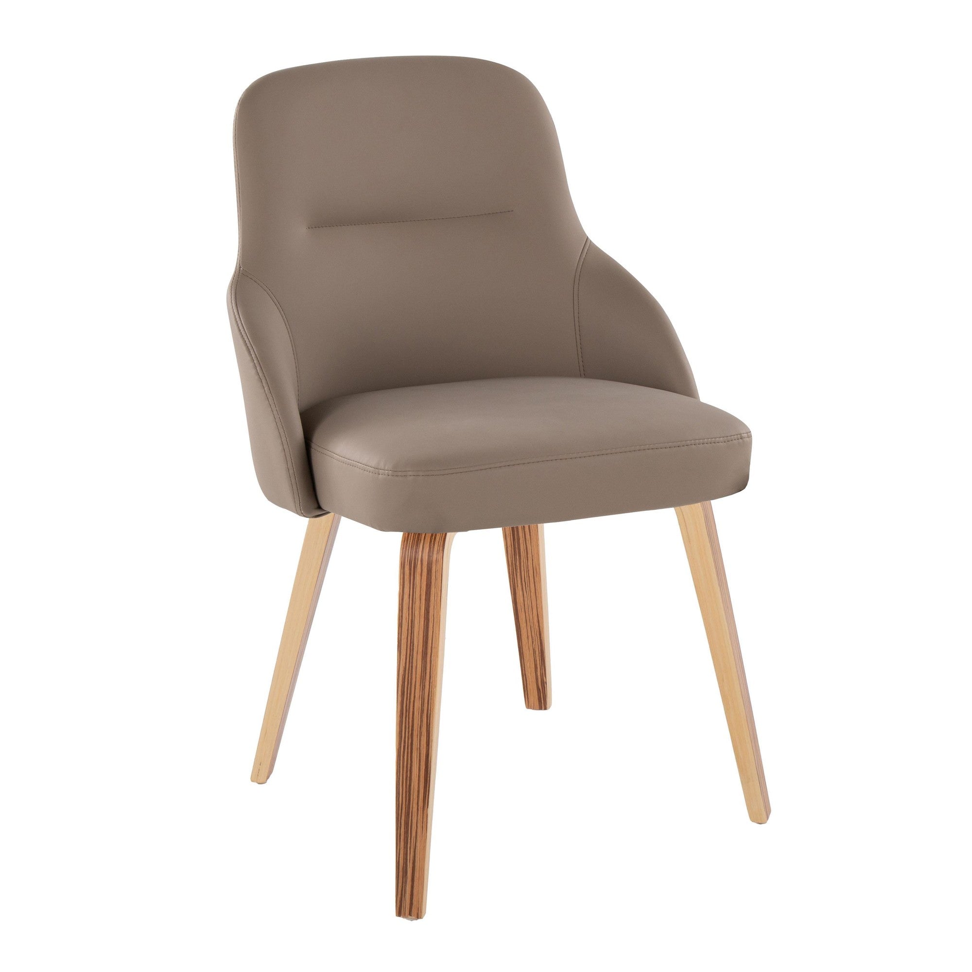 York Upholstered Chair - Set of 2 - Zebra Wood, Brown PU