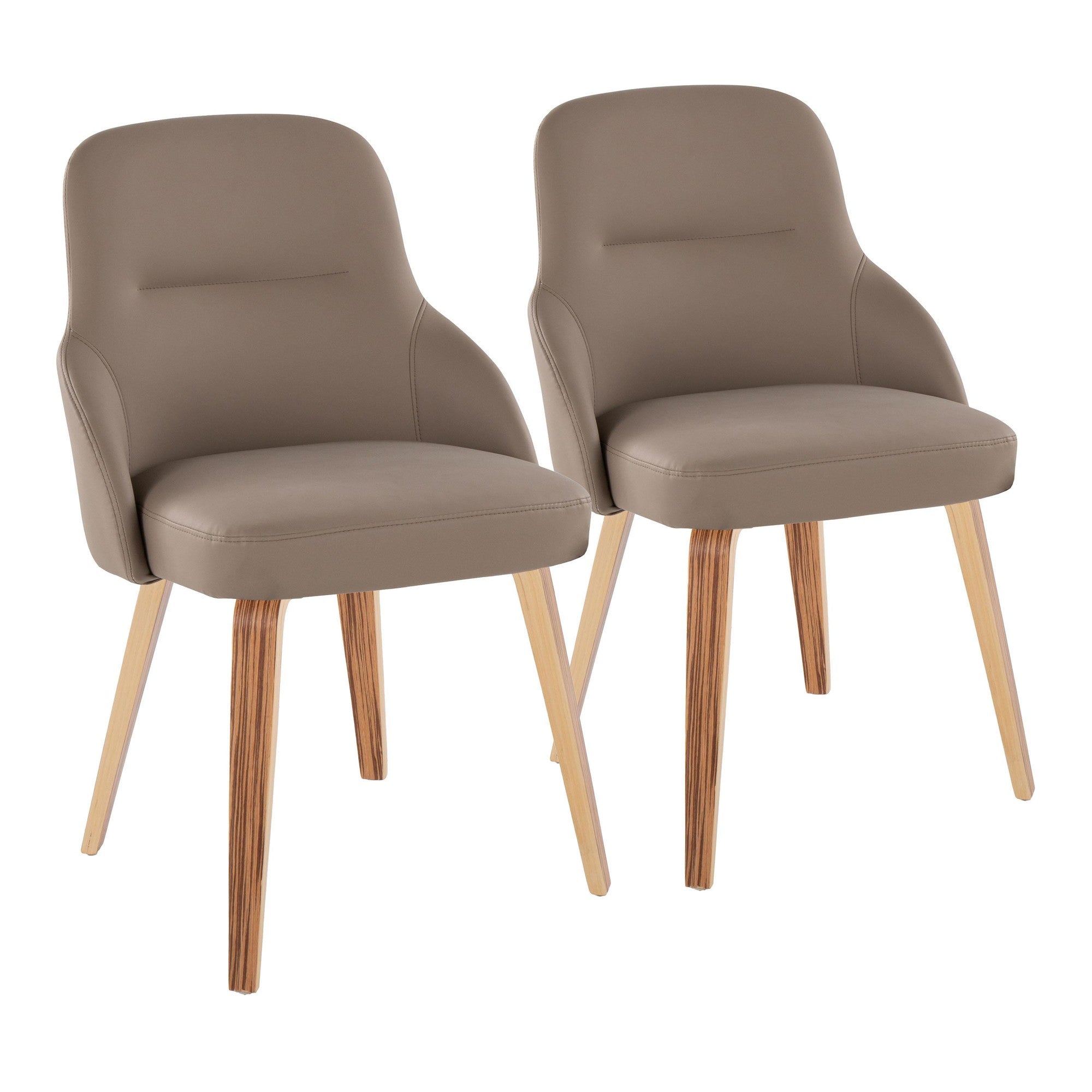 York Upholstered Chair - Set of 2 - Zebra Wood, Brown PU