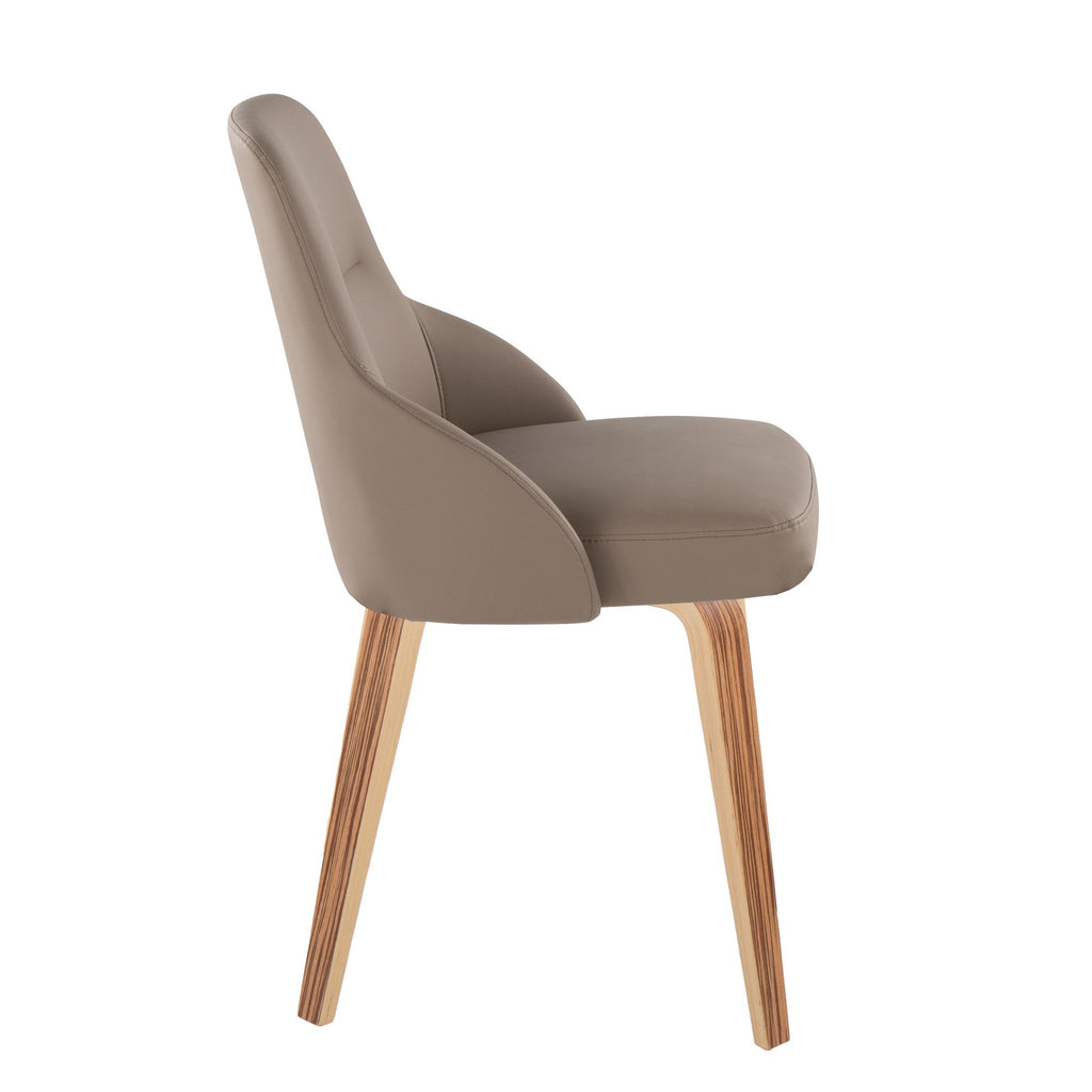 York Upholstered Chair - Set of 2 - Zebra Wood, Brown PU