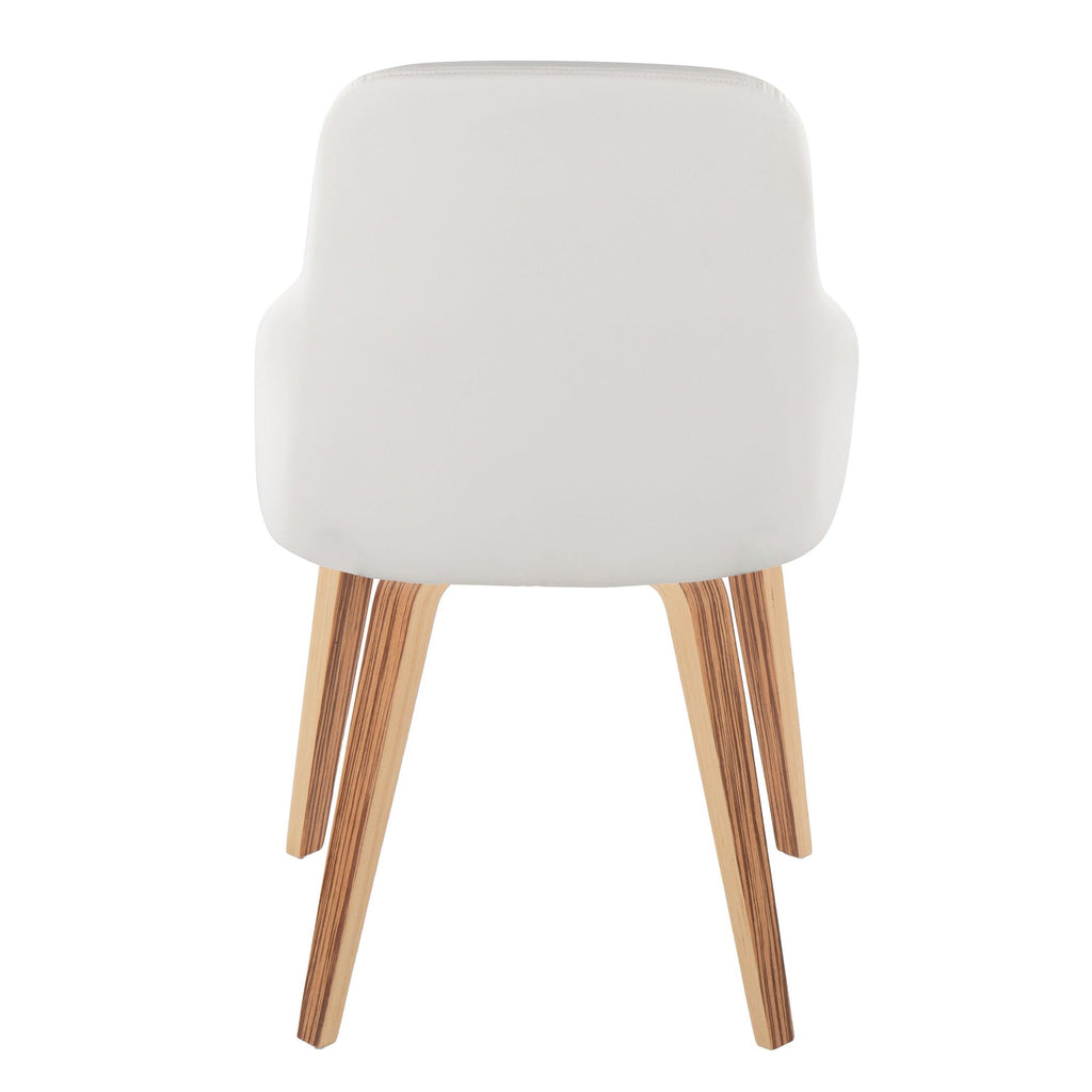 York Upholstered Chair - Set of 2 - Zebra Wood, White PU