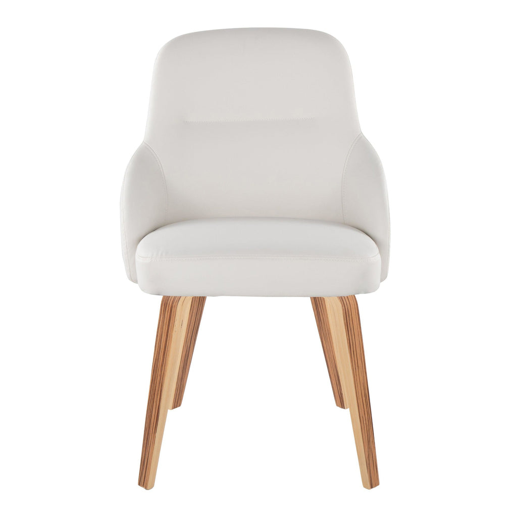 York Upholstered Chair - Set of 2 - Zebra Wood, White PU