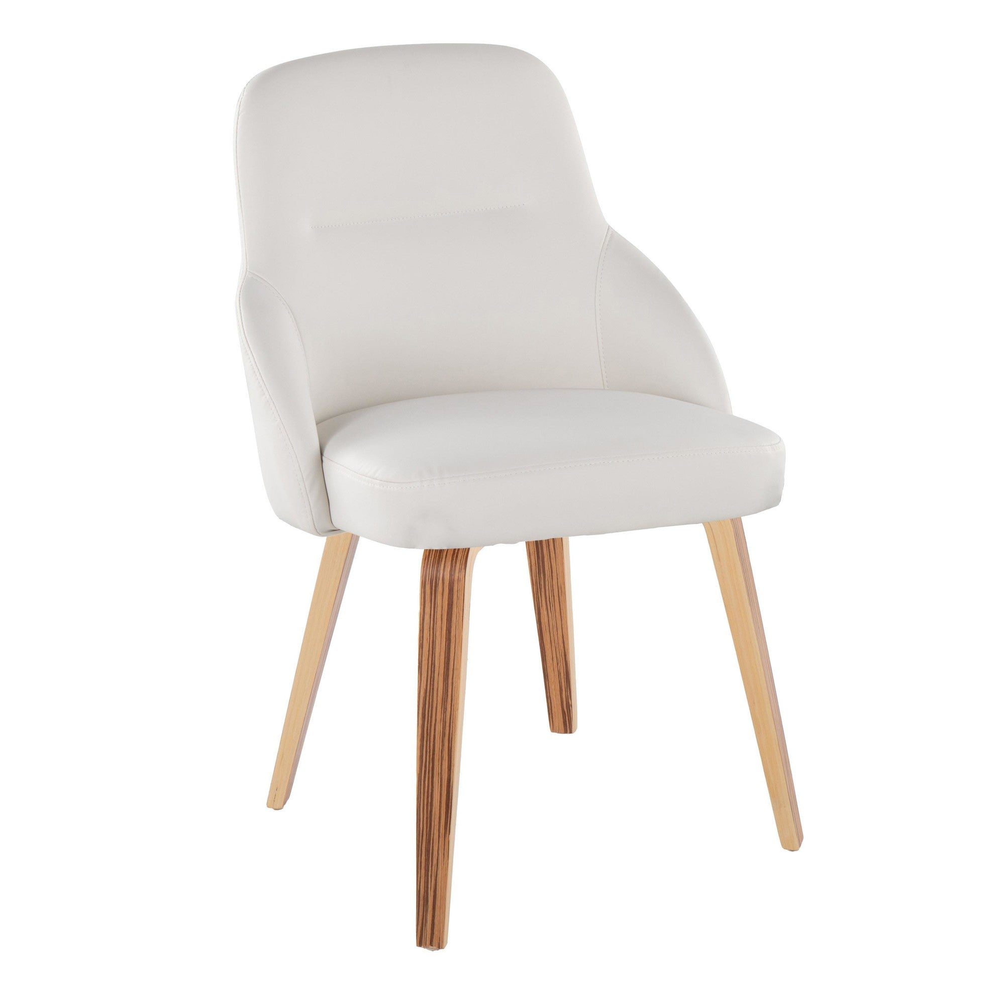 York Upholstered Chair - Set of 2 - Zebra Wood, White PU