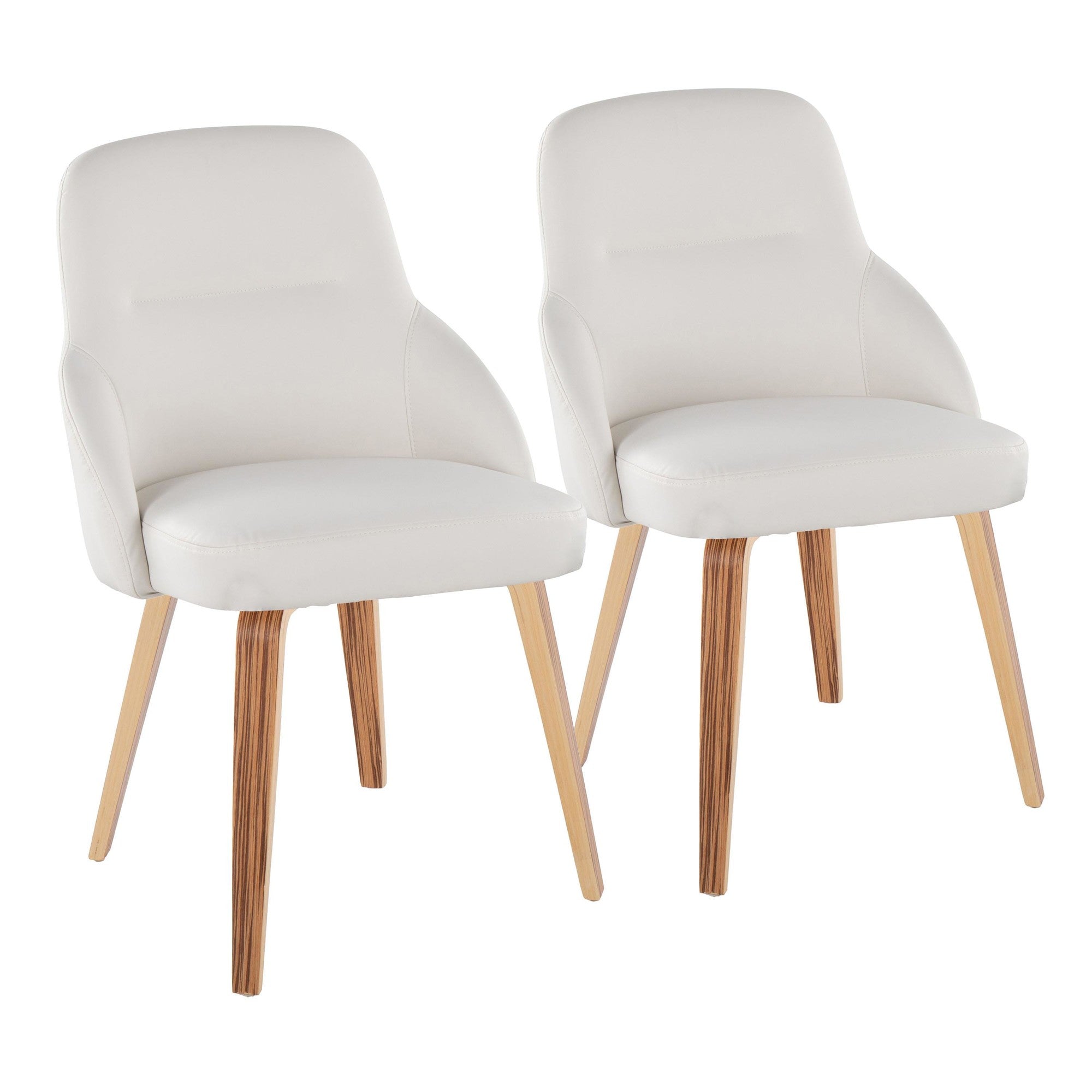 York Upholstered Chair - Set of 2 - Zebra Wood, White PU