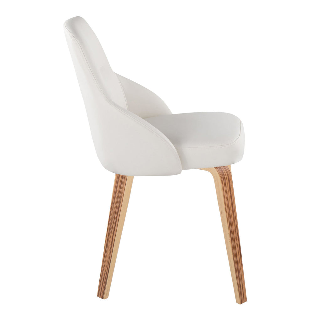 York Upholstered Chair - Set of 2 - Zebra Wood, White PU