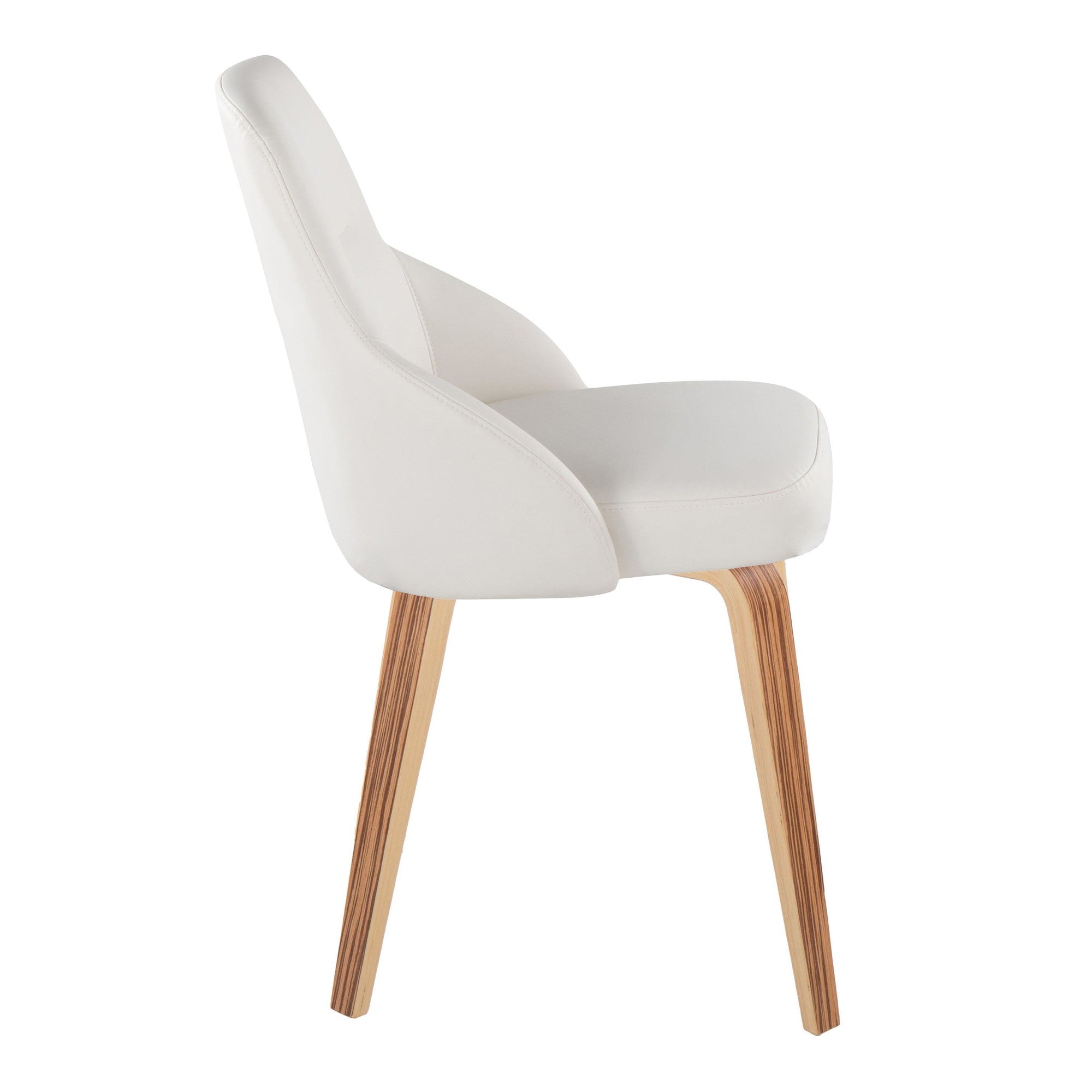 York Upholstered Chair - Set of 2 - Zebra Wood, White PU