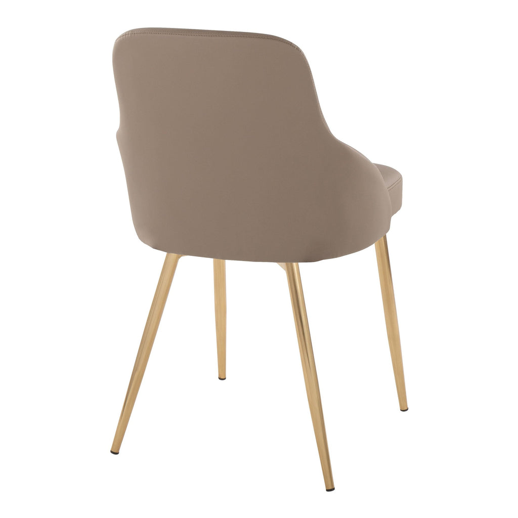York Upholstered Chair - Set of 2 - Gold Metal, Brown PU