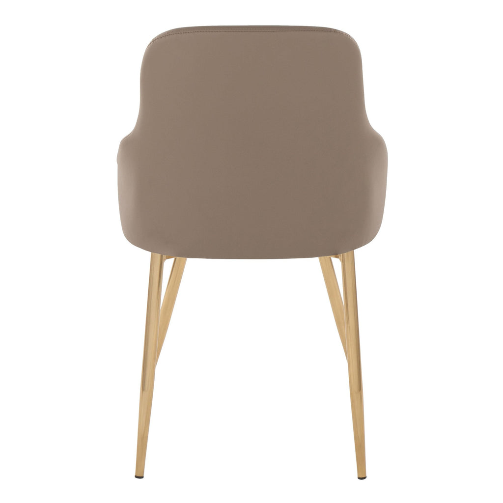 York Upholstered Chair - Set of 2 - Gold Metal, Brown PU
