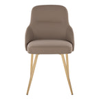 York Upholstered Chair - Set of 2 - Gold Metal, Brown PU
